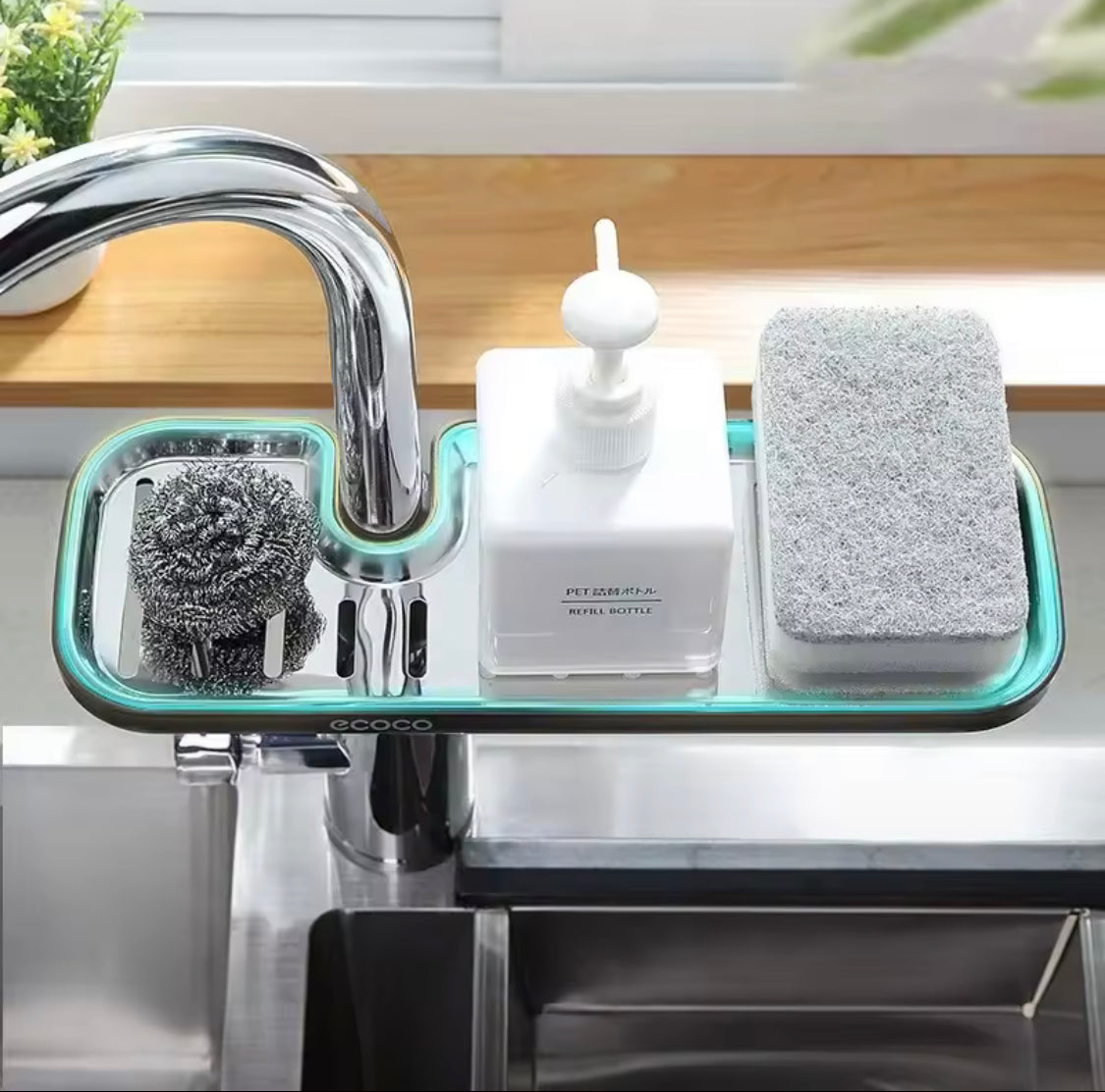 Stainless Steel Faucet Shelf, Kitchen Utensils Sink Storage Rack, Sink Faucet Sponge Holder Stainless Steel Faucet Shelf, Kitchen Utensils Sink Storage Rack, Sink Faucet Sponge Holder